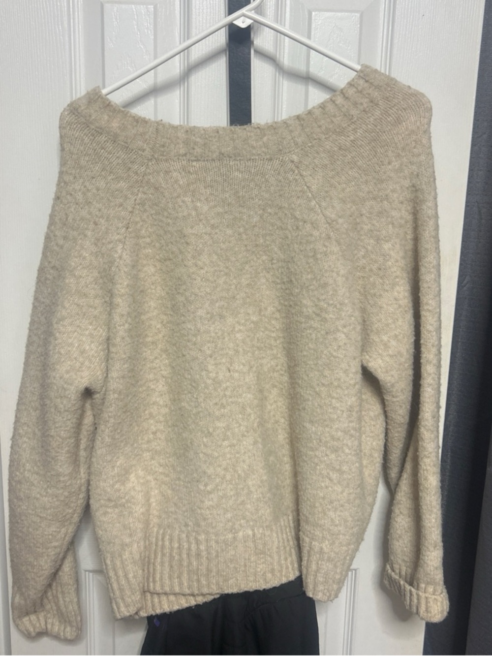 Neutral Cream Scoop Neck Pullover Sweater